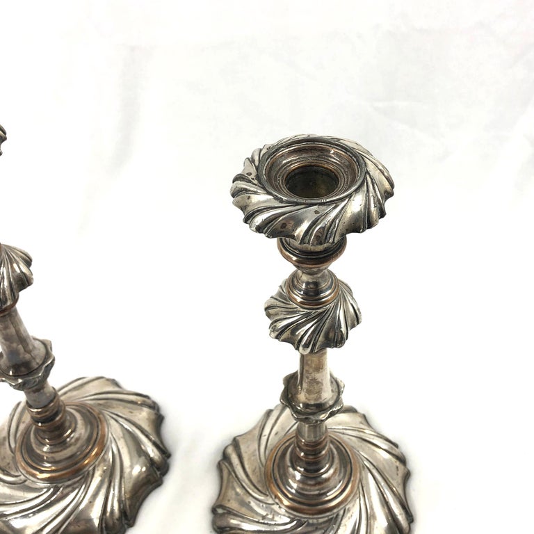 Pair of Georgian Silvered Candlesticks
