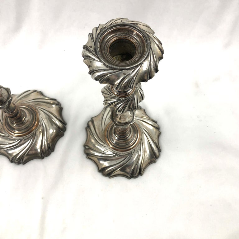 Pair of Georgian Silvered Candlesticks