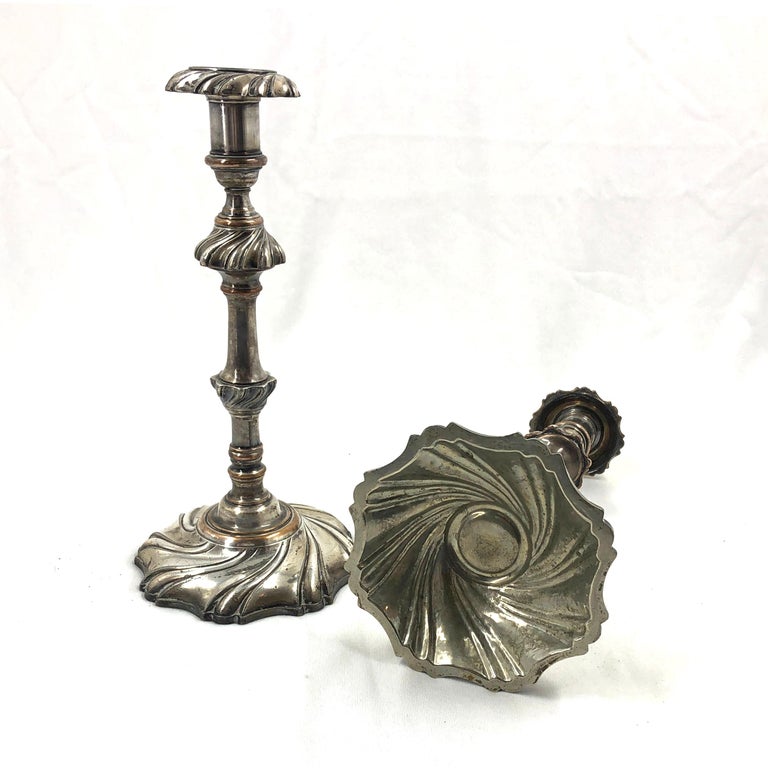 Pair of Georgian Silvered Candlesticks