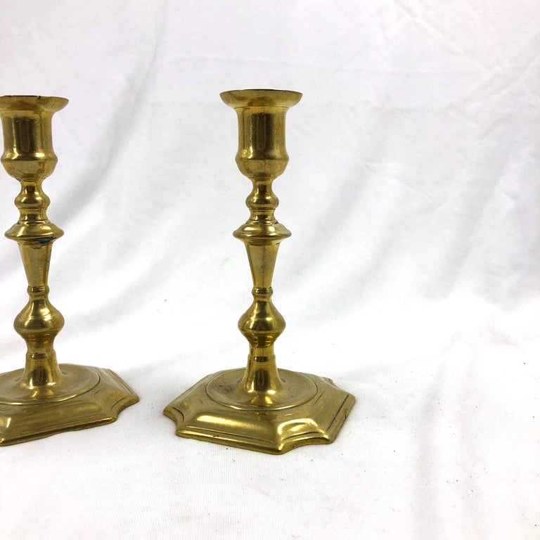Rare Queen Anne Brass Candlesticks