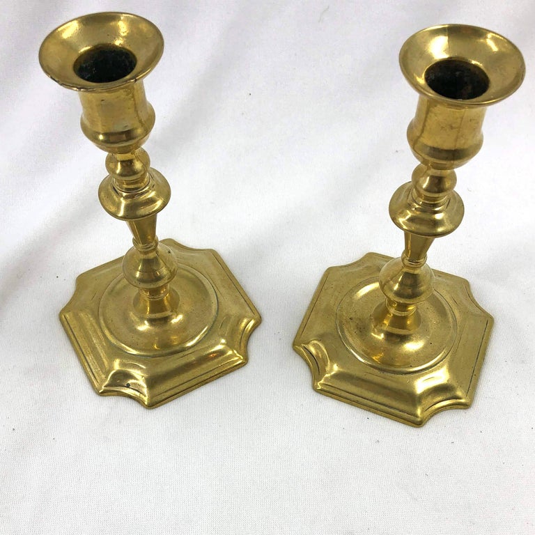 Rare Queen Anne Brass Candlesticks