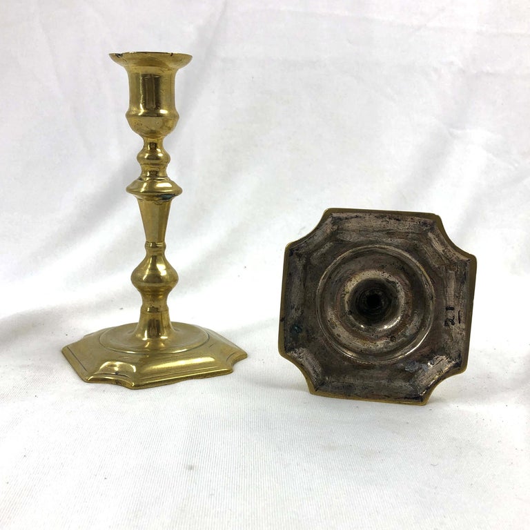 Rare Queen Anne Brass Candlesticks