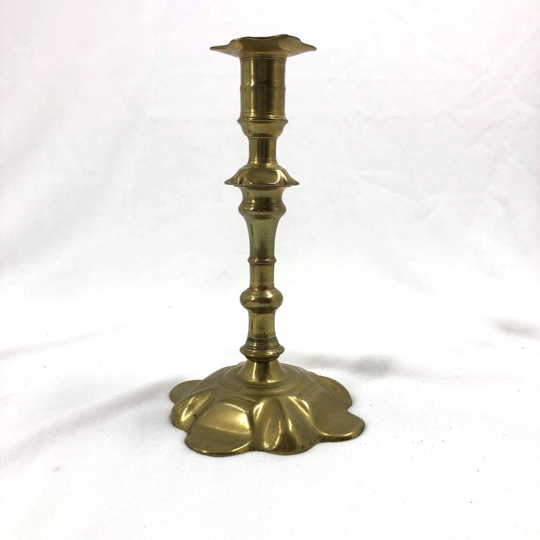 Rare Pair of Queen Anne Brass Candlesticks