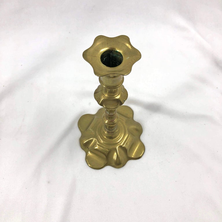 Rare Pair of Queen Anne Brass Candlesticks
