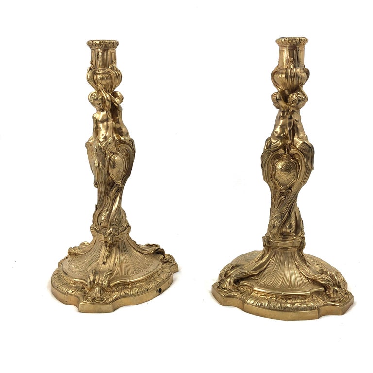 Louis XV Bronze Candlesticks
