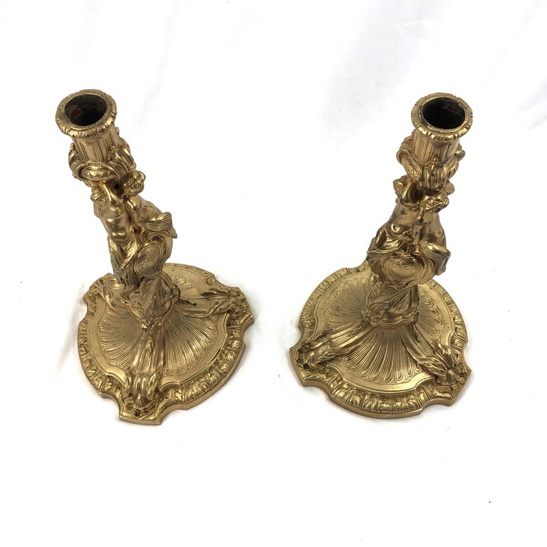 Louis XV Bronze Candlesticks