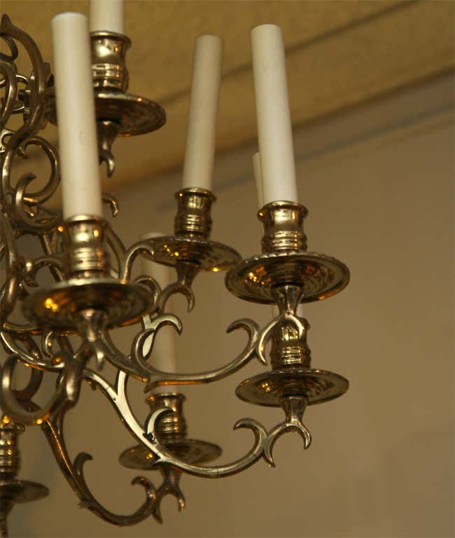 Early Brass Fifteen-Arm Chandelier
