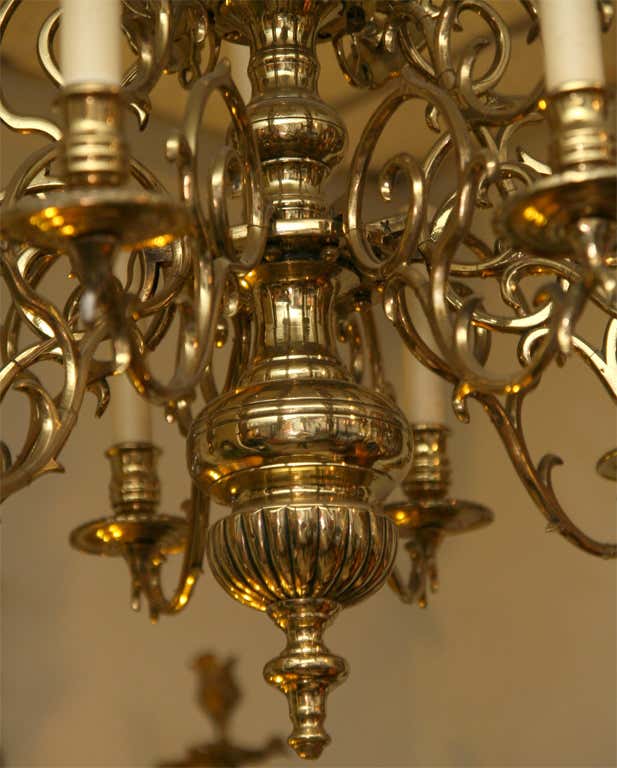 Early Brass Fifteen-Arm Chandelier