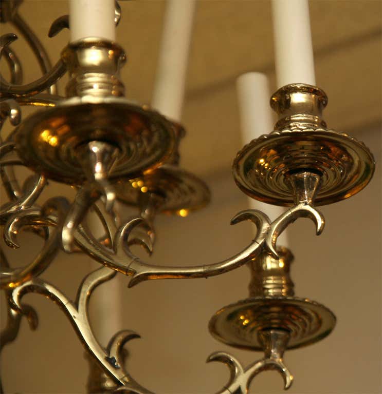 Early Brass Fifteen-Arm Chandelier