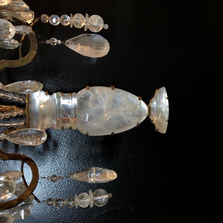 Pair of Rock Crystal Floral Urn Sconces
