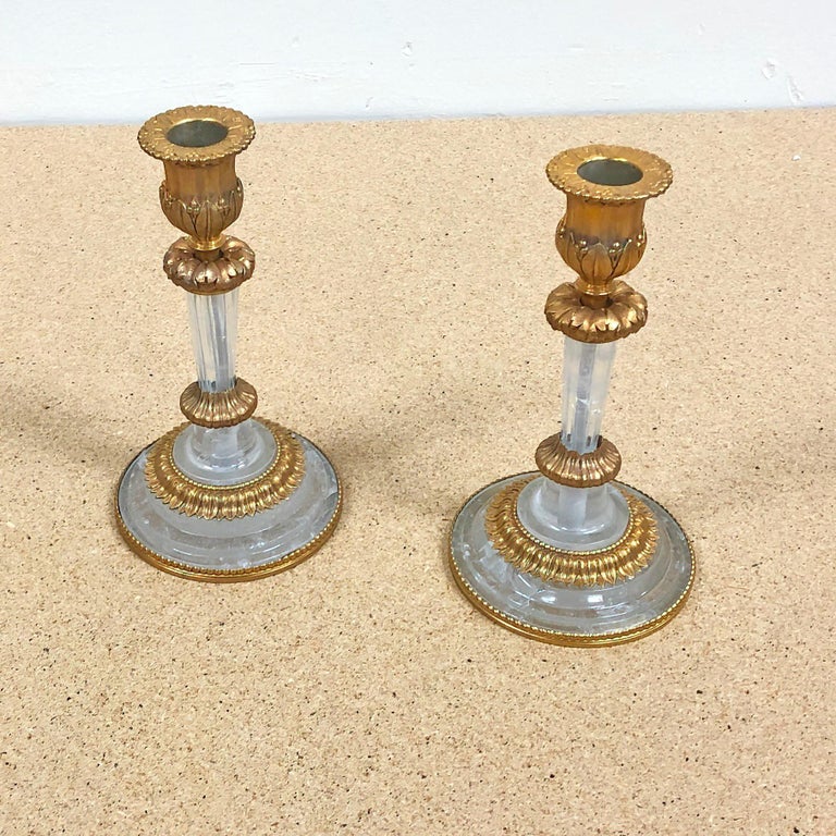 Pair of Louis XVI Rock Crystal Candlesticks