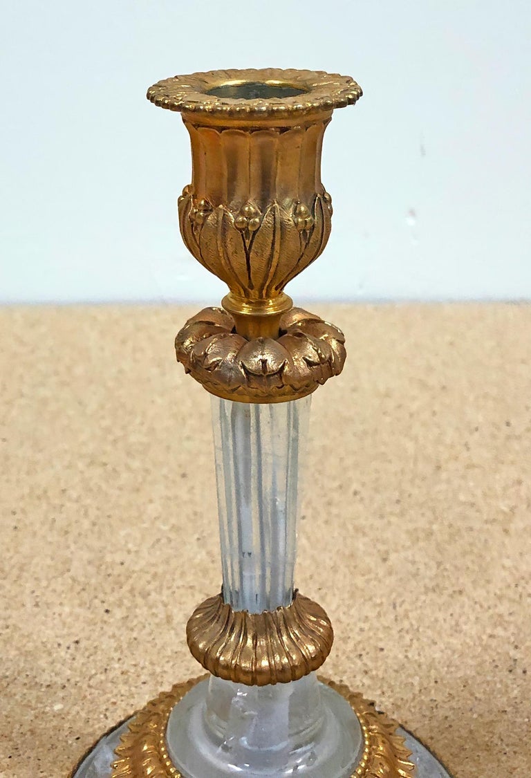 Pair of Louis XVI Rock Crystal Candlesticks