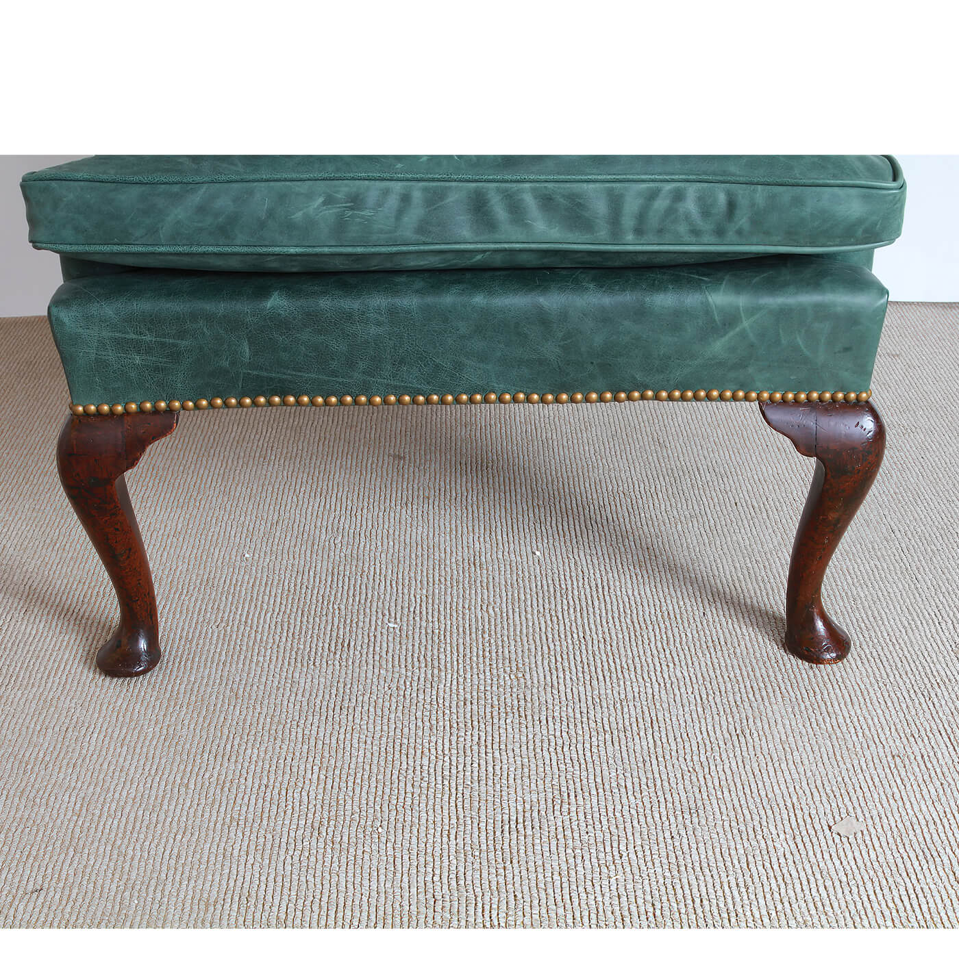 Queen Anne Leather Upholstered Wingchair