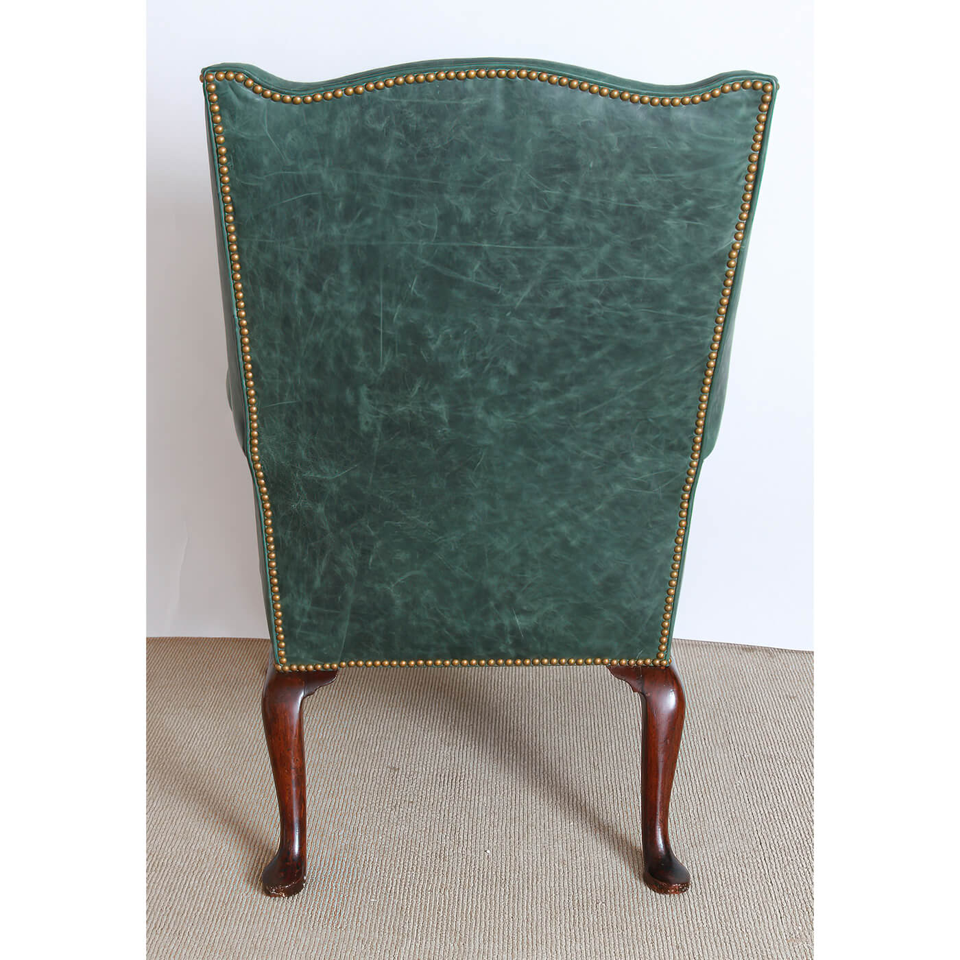 Queen Anne Leather Upholstered Wingchair