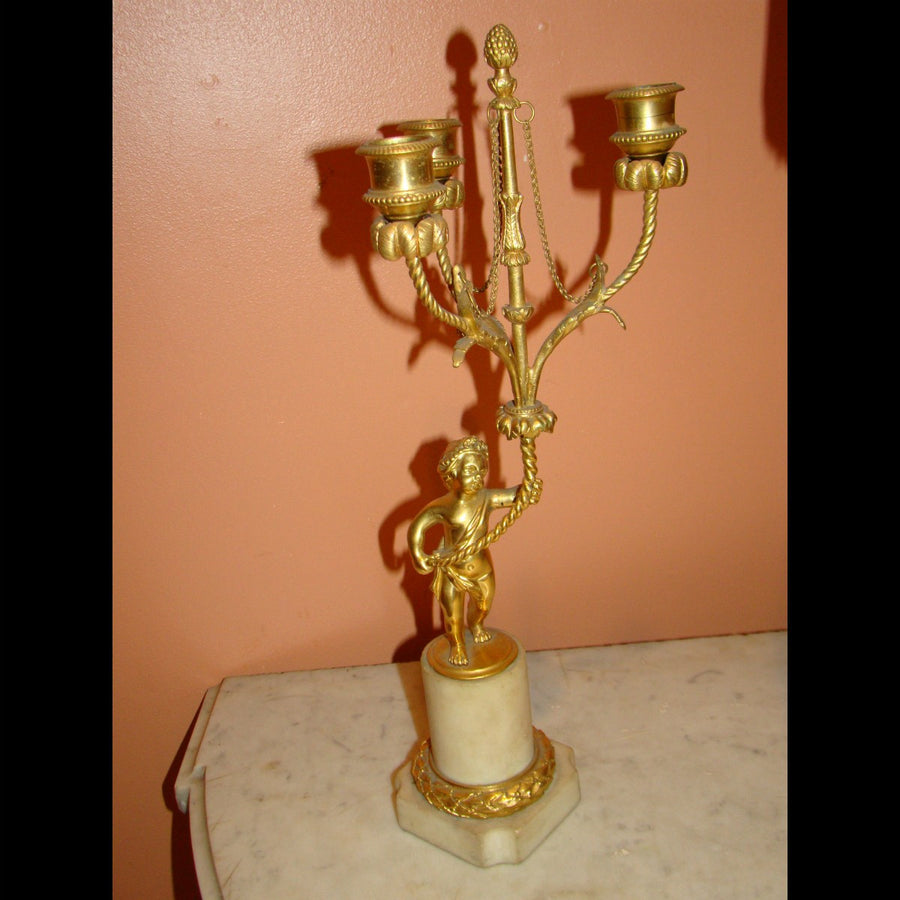 Pair of Louis XVI Figural Bronze Candlesticks