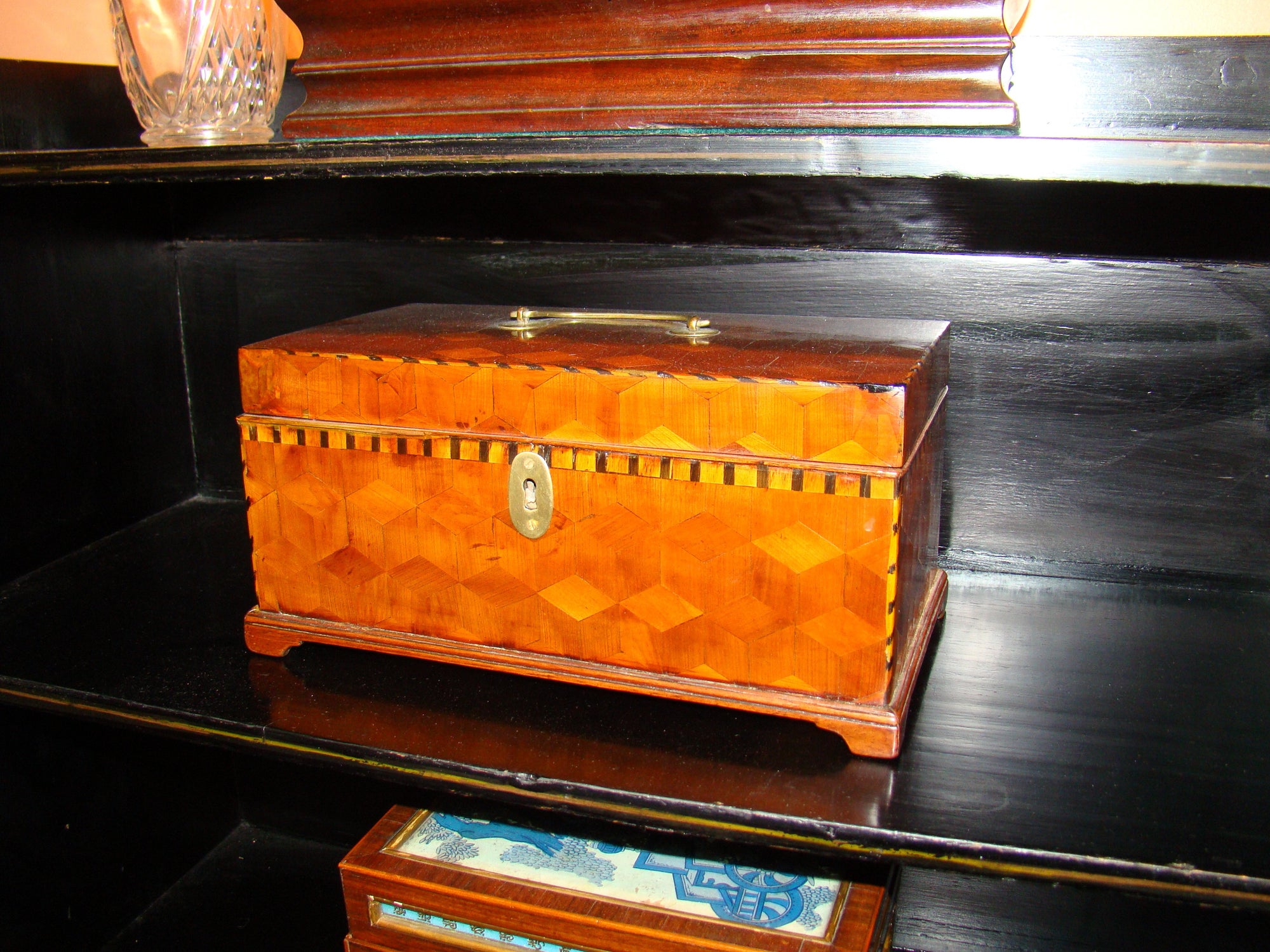 Regency Satinwood Parquetry Tea Caddy