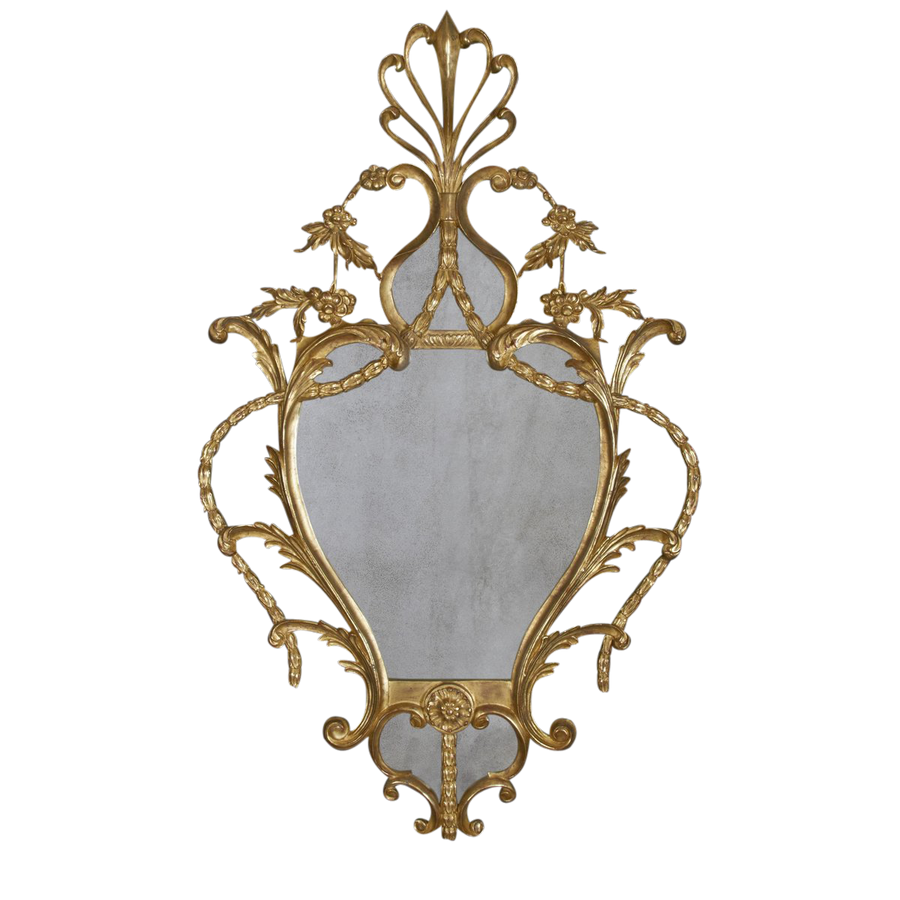 George III Style Gilt Wood Cartouche Mirror