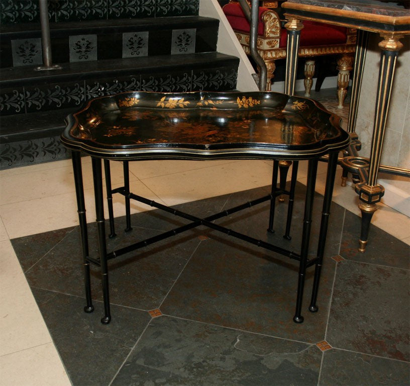 Papier Mache Scalloped Tray Table