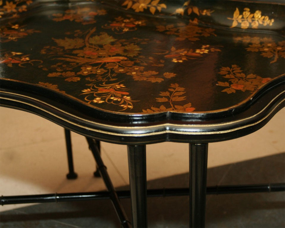 Papier Mache Scalloped Tray Table