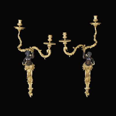 Pair of Regence Style Bronze Two Arm Sconces